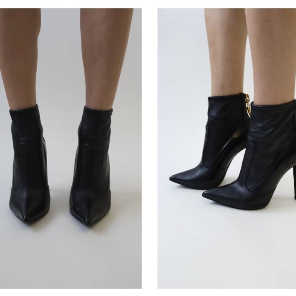 Giuseppe Zanotti Black Leather Heeled Ankle Boots Sz 37 - Picture 12 of 16